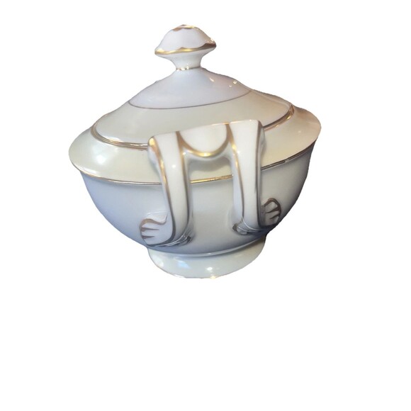 Made In Occupied Japan Fuji China Sugar Bowl With Handles - Picture 11 of 11